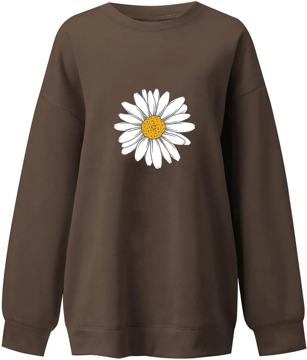 Womens Sunflower Print Sweatshirt Long Sleeve Oversized Hoodies Tops Crewneck Pullover Shirts Trendy Fall Outfits