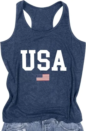 Womens Tank Tops Summer Racerback Graphic Tanks Beach Vacation Tops Loose Running Athletic Sleeveless Shirt Cami