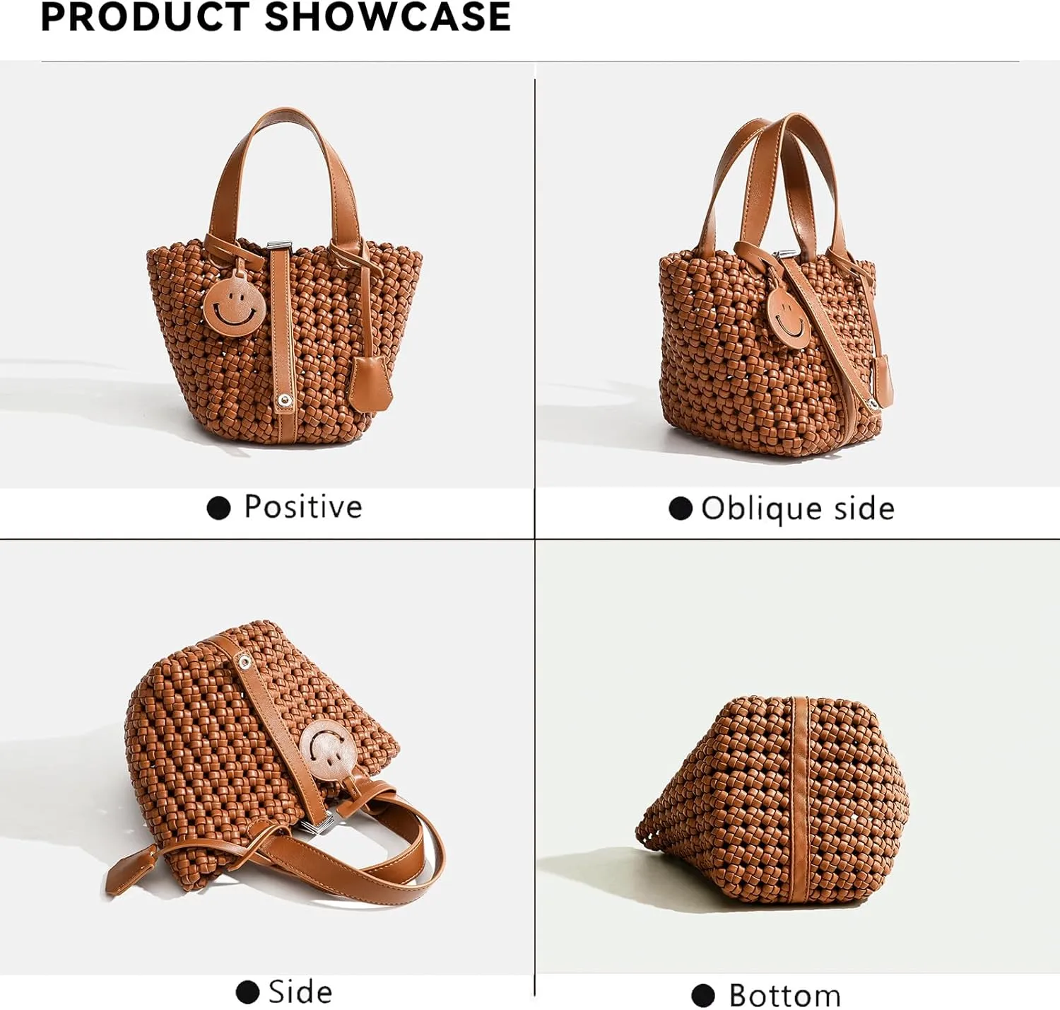 Woven Handbags for Women Top Handle Satchel Handbag Basket Bucket Bag Small Woven Tote Bag Hobo Purses
