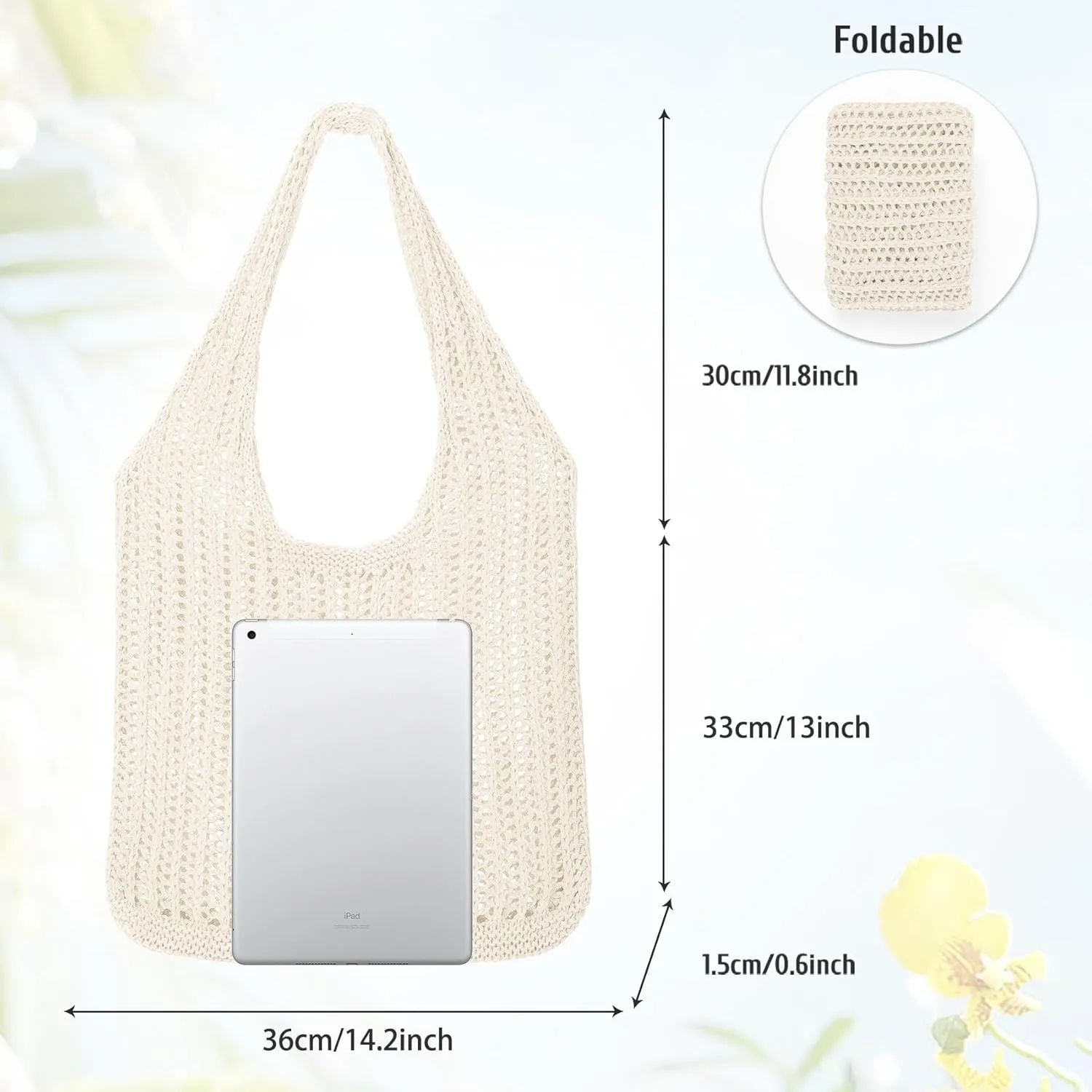 XZQTIVE Crochet Tote Bag for Women Mesh Beach bag for Summer Vacation Aesthetic Hobo Knit Shoulder Bag
