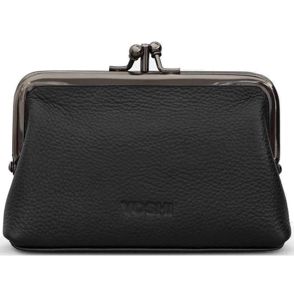 Yoshi Horror Bookworm Library Black Leather Triple Frame Purse
