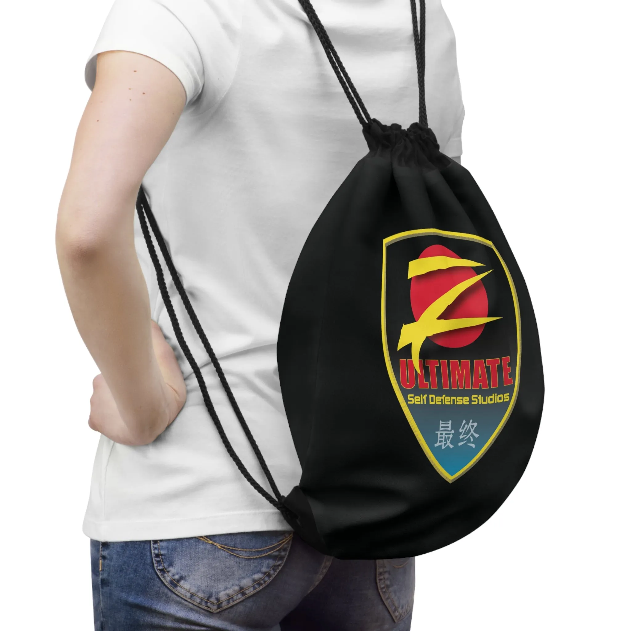 Z-Ultimate Shield Logo Black Drawstring Bag