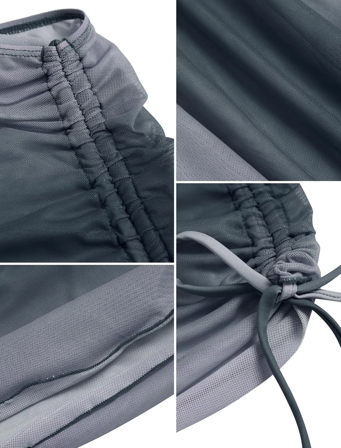 ZAFUL Women's Beach Cover Up Skirt Mesh Sheer Ruched Drawstring Short Swim Skirt Cover Ups for Swimwear