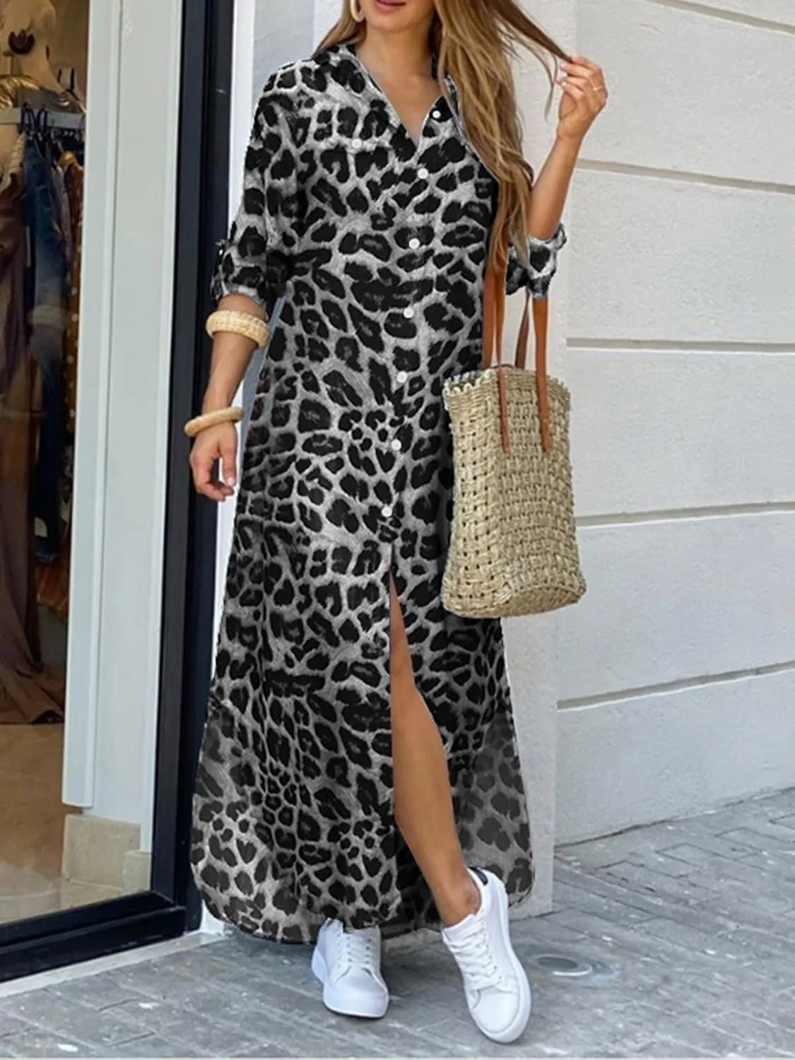 ZANZEA Women's Button Down Floral Print Shirt Dress Long Sleeve Casual Loose Long Blouse Maxi Dresses