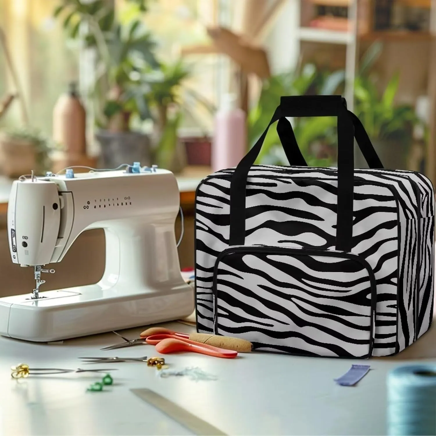 Zebra-Stripe Sewing Machine Bag Useful Storage Bags Fashion Large Capacity Home Assortment Case Organize