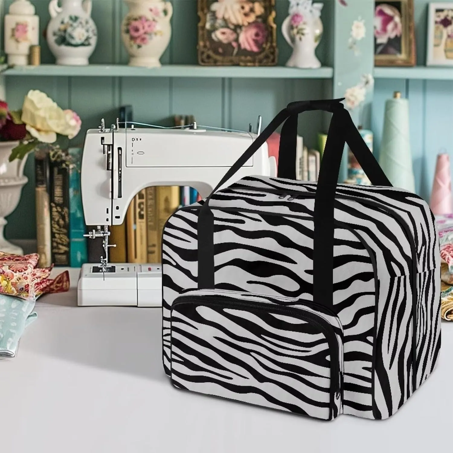 Zebra-Stripe Sewing Machine Bag Useful Storage Bags Fashion Large Capacity Home Assortment Case Organize