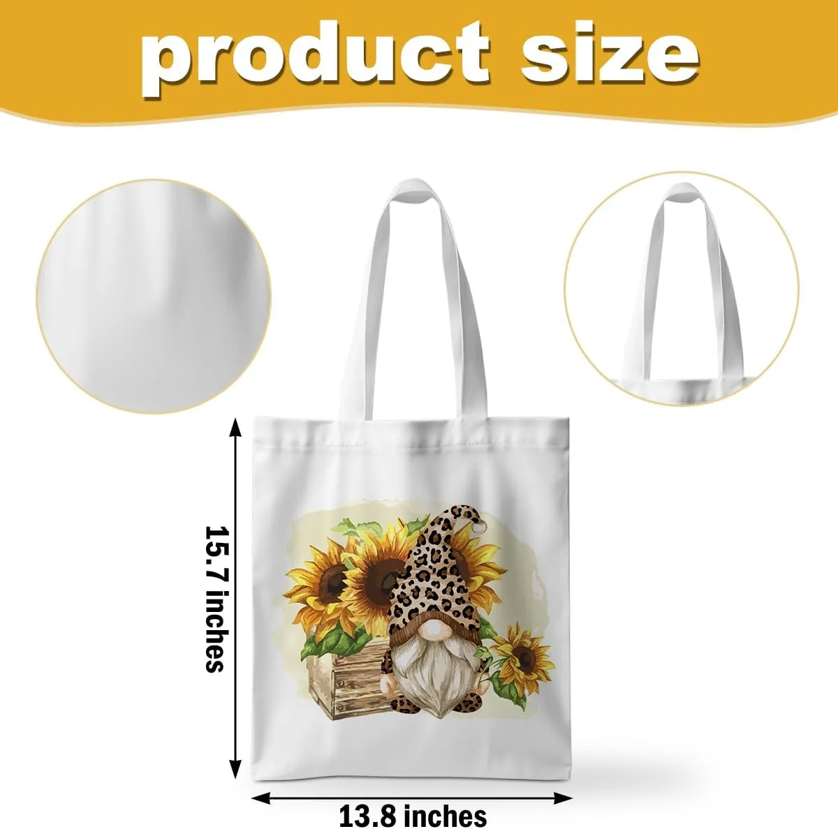 ZHAMEN Gnomes Gifts for Women - Funny Thanksgiving Pumpkin Christmas Halloween Sunflower Tote Bag