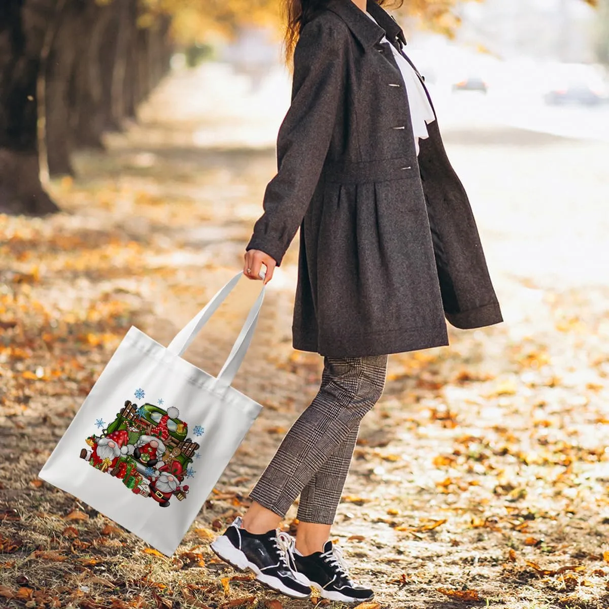 ZHAMEN Gnomes Gifts for Women - Funny Thanksgiving Pumpkin Christmas Halloween Sunflower Tote Bag