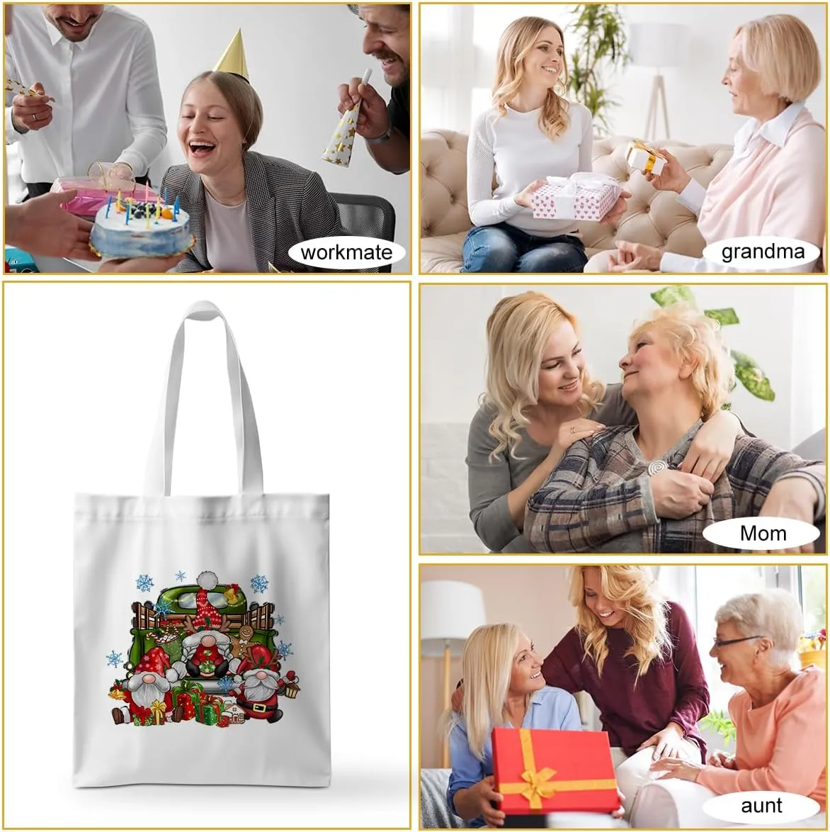 ZHAMEN Gnomes Gifts for Women - Funny Thanksgiving Pumpkin Christmas Halloween Sunflower Tote Bag